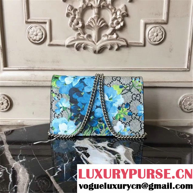Gucci Dionysus GG Blooms Super Mini Bag 17cm 476432 Fall Winter 2017 Collection Neutral Blue