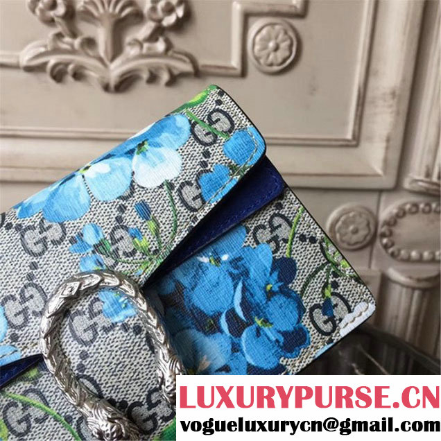 Gucci Dionysus GG Blooms Super Mini Bag 17cm 476432 Fall Winter 2017 Collection Neutral Blue