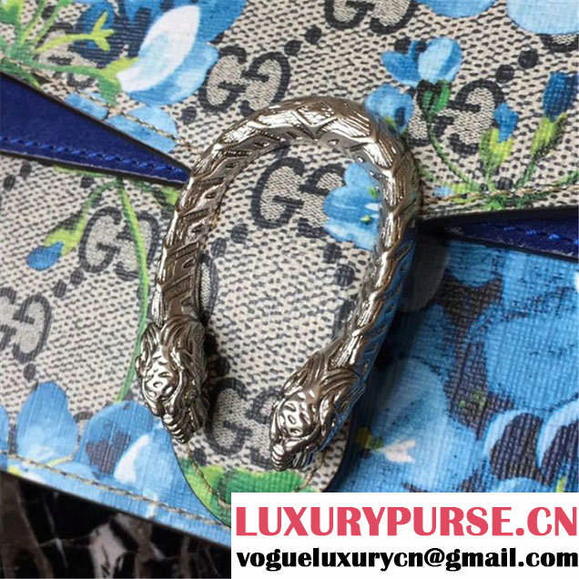 Gucci Dionysus GG Blooms Super Mini Bag 17cm 476432 Fall Winter 2017 Collection Neutral Blue
