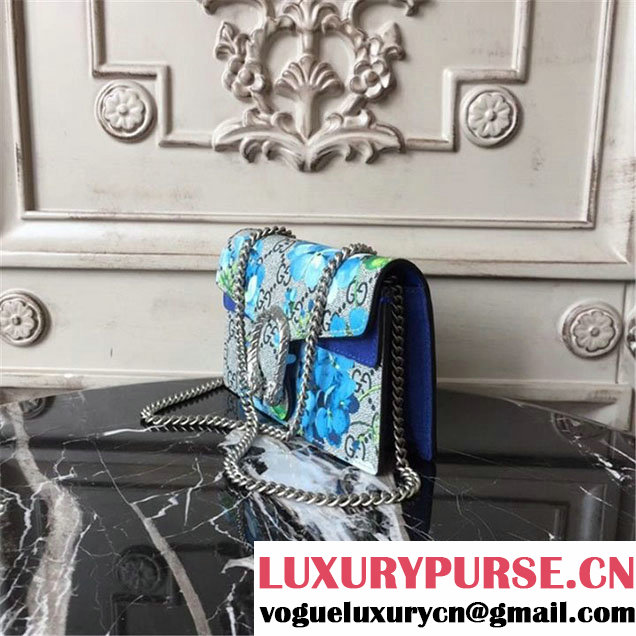 Gucci Dionysus GG Blooms Super Mini Bag 17cm 476432 Fall Winter 2017 Collection Neutral Blue