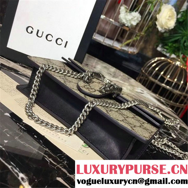 Gucci Dionysus GG Supreme Super Mini Bag Calfskin Leather 17cm 476432 Fall Winter 2017 Collection Beige Black