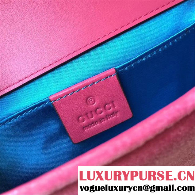 Gucci Marmont Chevron Velvet Shoulder Bag 22cm 443497 Fall Winter 2017 Collection Pink