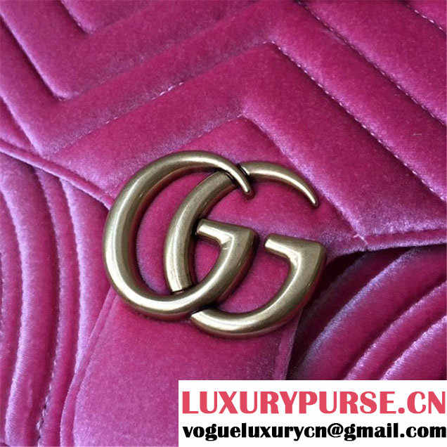 Gucci Marmont Chevron Velvet Shoulder Bag 26cm 443497 Fall Winter 2017 Collection Pink