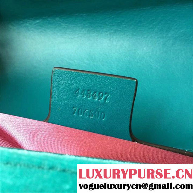 Gucci Marmont Chevron Velvet Shoulder Bag 26cm 443497 Fall Winter 2017 Collection Turqouise