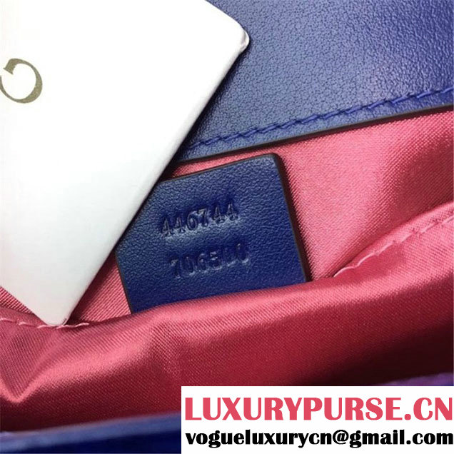 Gucci Marmont Chevron Velvet Shoulder Bag 22cm 443497 Fall Winter 2017 Collection Blue