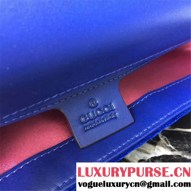 Gucci Marmont Chevron Velvet Shoulder Bag 26cm 443497 Fall Winter 2017 Collection Blue