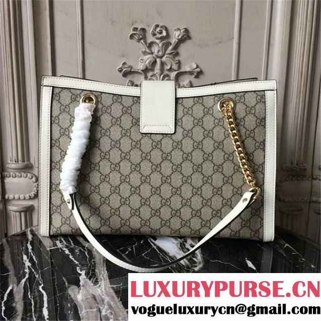 Gucci Padlock GG Supreme Canvas Shoulder Bag 34cm Fall Winter 2017 Collection White