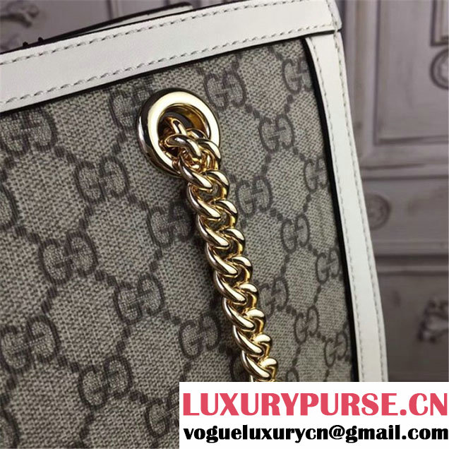 Gucci Padlock GG Supreme Canvas Shoulder Bag 34cm Fall Winter 2017 Collection White