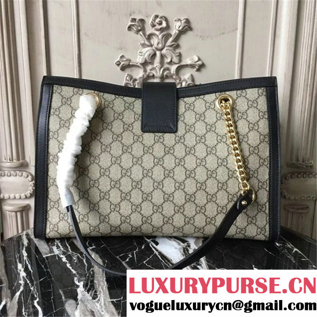 Gucci Padlock GG Supreme Canvas Shoulder Bag 34cm Fall Winter 2017 Collection Black