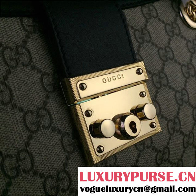 Gucci Padlock GG Supreme Canvas Shoulder Bag 34cm Fall Winter 2017 Collection Black