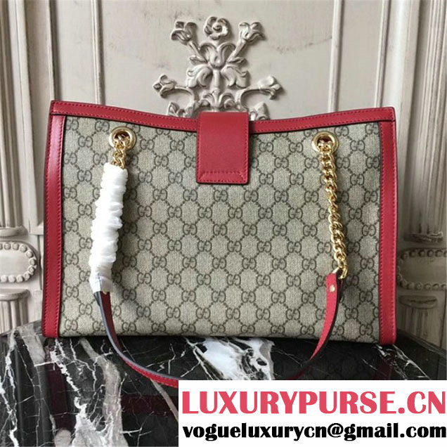 Gucci Padlock GG Supreme Canvas Shoulder Bag 34cm Fall Winter 2017 Collection Burgundy