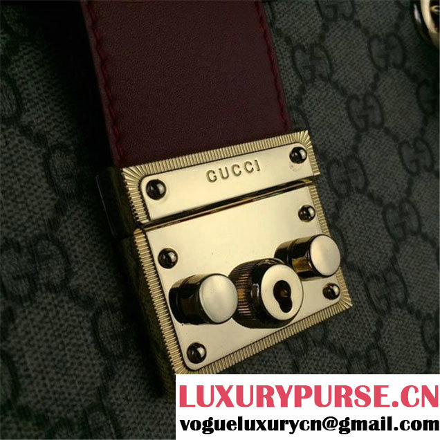 Gucci Padlock GG Supreme Canvas Shoulder Bag 34cm Fall Winter 2017 Collection Burgundy