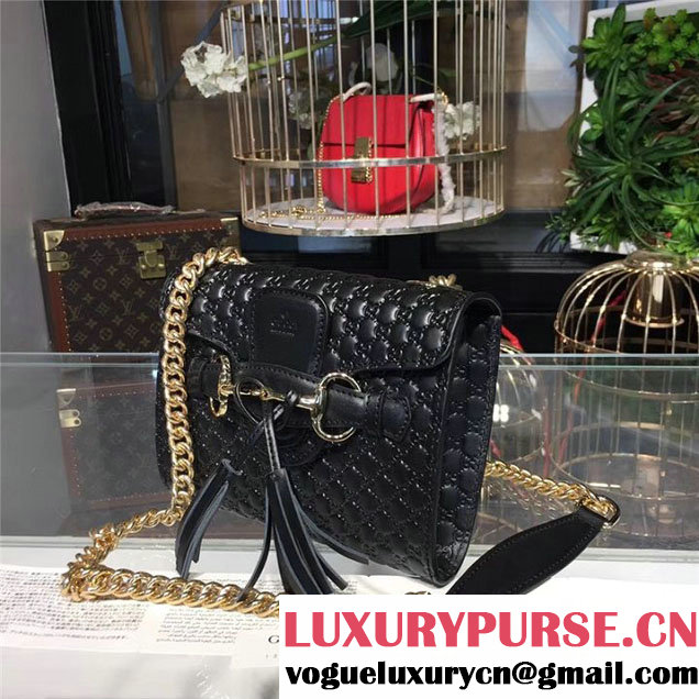 Gucci Emily Guccissima Chain Shoulder Bag 19cm 295402 Calfskin Leather Fall Winter 2017 Collection Black