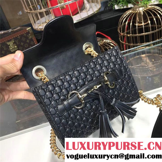 Gucci Emily Guccissima Chain Shoulder Bag 19cm 295402 Calfskin Leather Fall Winter 2017 Collection Black