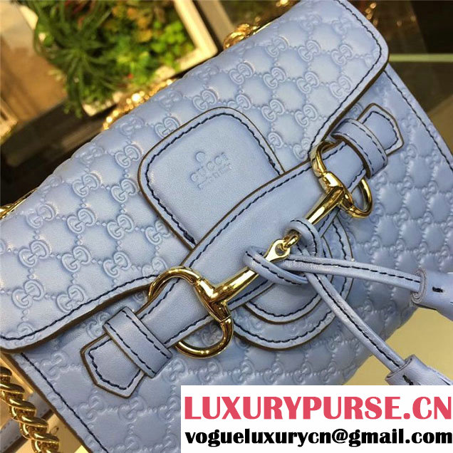 Gucci Emily Guccissima Chain Shoulder Bag 19cm 295402 Calfskin Leather Fall Winter 2017 Collection Light Blue