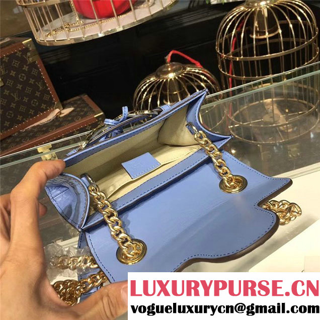 Gucci Emily Guccissima Chain Shoulder Bag 19cm 295402 Calfskin Leather Fall Winter 2017 Collection Light Blue