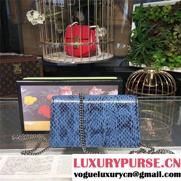 Gucci Dionysus Mini Bag with Crystals Python Leather 17cm 476432 Fall Winter 2017 Collection Blue Black