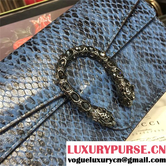 Gucci Dionysus Mini Bag with Crystals Python Leather 17cm 476432 Fall Winter 2017 Collection Blue Black