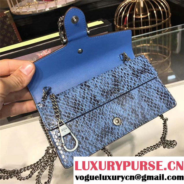 Gucci Dionysus Mini Bag with Crystals Python Leather 17cm 476432 Fall Winter 2017 Collection Blue Black