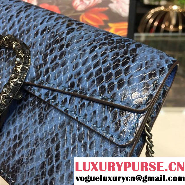 Gucci Dionysus Mini Bag with Crystals Python Leather 17cm 476432 Fall Winter 2017 Collection Blue Black