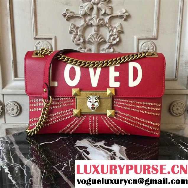 Gucci Loved Sequin Embroidered Clutch Bag 26cm Calfskin Leather Fall Winter 2017 Collection Burgundy