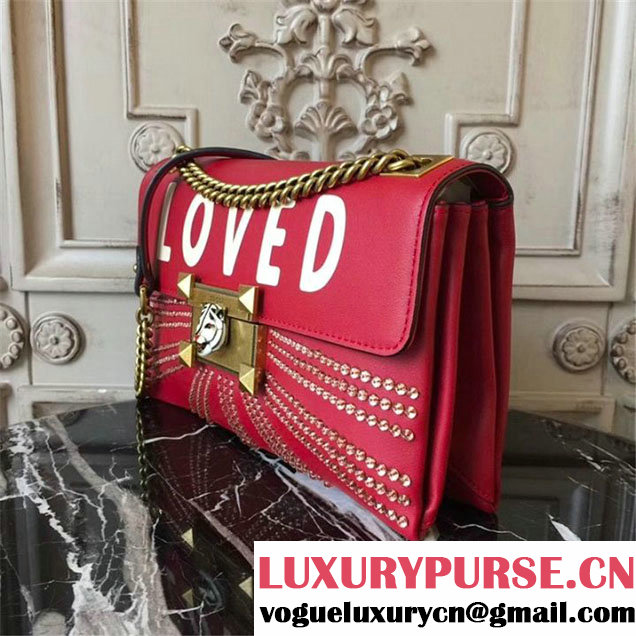 Gucci Loved Sequin Embroidered Clutch Bag 26cm Calfskin Leather Fall Winter 2017 Collection Burgundy