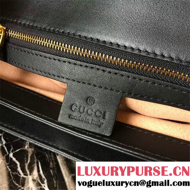 Gucci Future Sequin Embroidered Clutch Bag 26cm Calfskin Leather Fall Winter 2017 Collection Black