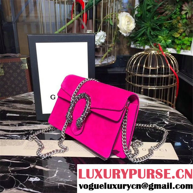 Gucci Dionysus Super Mini Velvet Bag with Crystals 17cm 476432 Calfskin Leather Fall Winter 2017 Collection Fuschia
