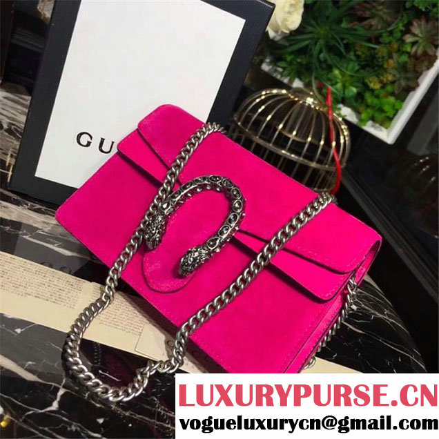 Gucci Dionysus Super Mini Velvet Bag with Crystals 17cm 476432 Calfskin Leather Fall Winter 2017 Collection Fuschia