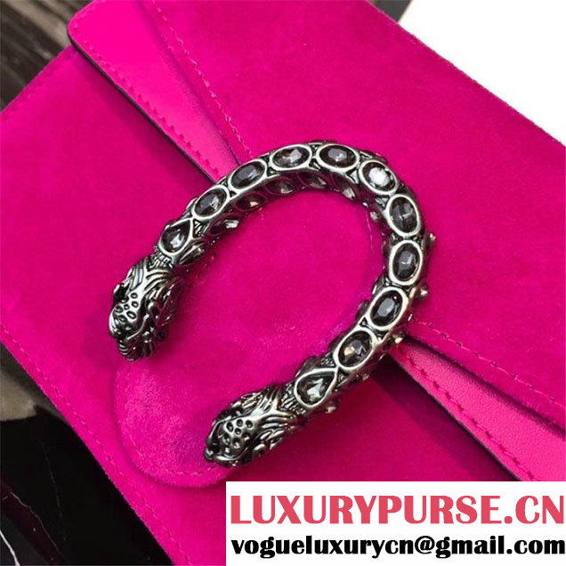 Gucci Dionysus Super Mini Velvet Bag with Crystals 17cm 476432 Calfskin Leather Fall Winter 2017 Collection Fuschia