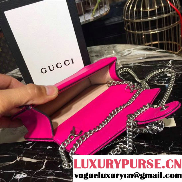 Gucci Dionysus Super Mini Velvet Bag with Crystals 17cm 476432 Calfskin Leather Fall Winter 2017 Collection Fuschia