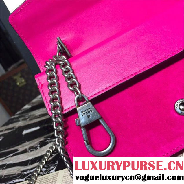 Gucci Dionysus Super Mini Velvet Bag with Crystals 17cm 476432 Calfskin Leather Fall Winter 2017 Collection Fuschia