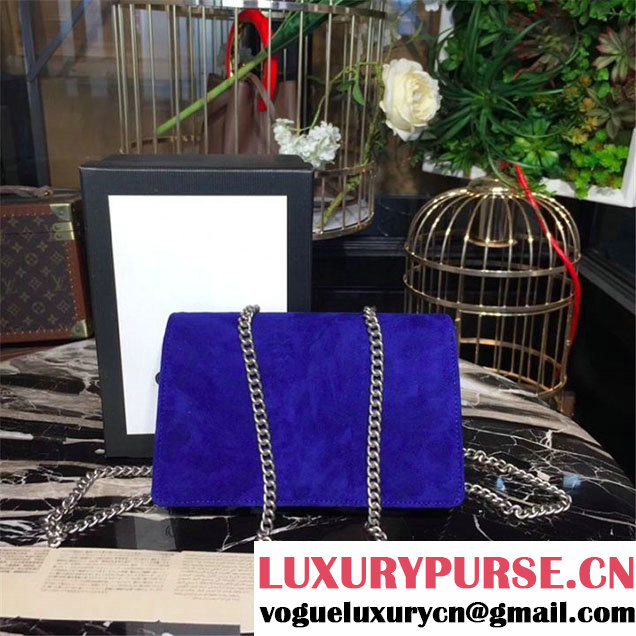 Gucci Dionysus Super Mini Velvet Bag with Crystals 17cm 476432 Calfskin Leather Fall Winter 2017 Collection Electric Blue