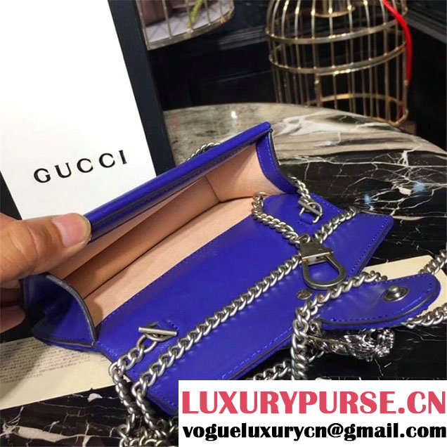 Gucci Dionysus Super Mini Velvet Bag with Crystals 17cm 476432 Calfskin Leather Fall Winter 2017 Collection Electric Blue