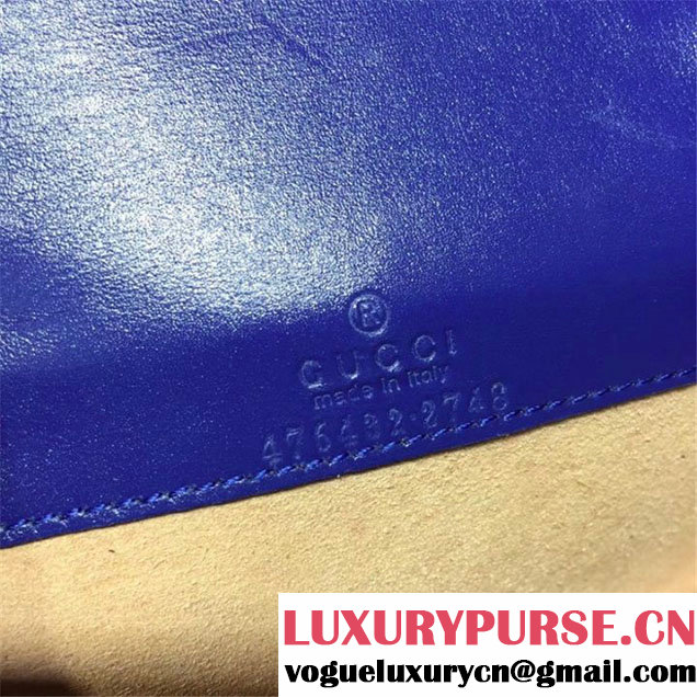 Gucci Dionysus Super Mini Velvet Bag with Crystals 17cm 476432 Calfskin Leather Fall Winter 2017 Collection Electric Blue