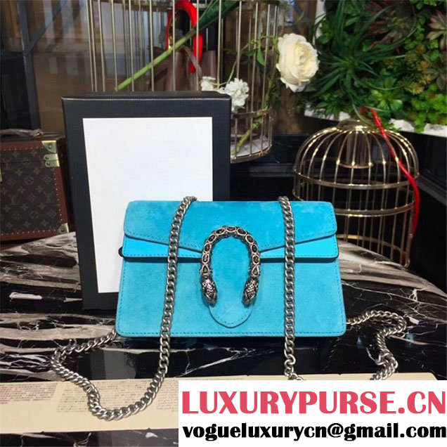 Gucci Dionysus Super Mini Velvet Bag with Crystals 17cm 476432 Calfskin Leather Fall Winter 2017 Collection Turquoise