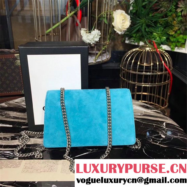 Gucci Dionysus Super Mini Velvet Bag with Crystals 17cm 476432 Calfskin Leather Fall Winter 2017 Collection Turquoise