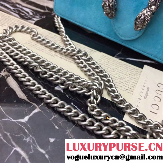 Gucci Dionysus Super Mini Velvet Bag with Crystals 17cm 476432 Calfskin Leather Fall Winter 2017 Collection Turquoise