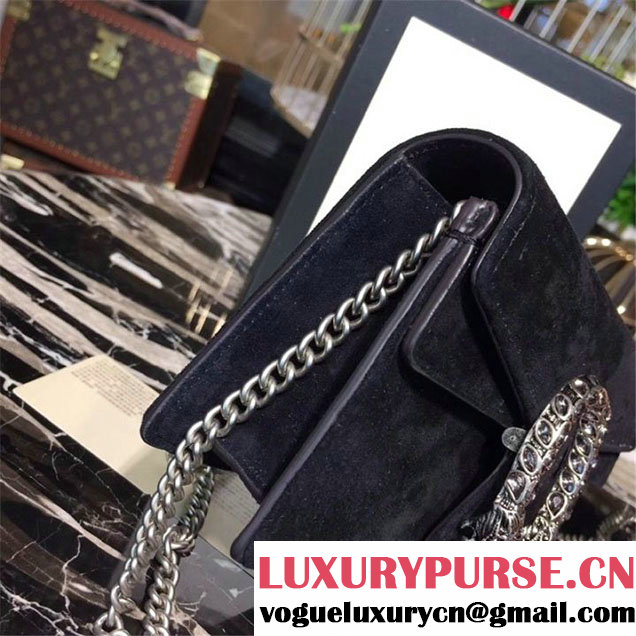 Gucci Dionysus Super Mini Velvet Bag with Crystals 17cm 476432 Calfskin Leather Fall Winter 2017 Collection Black