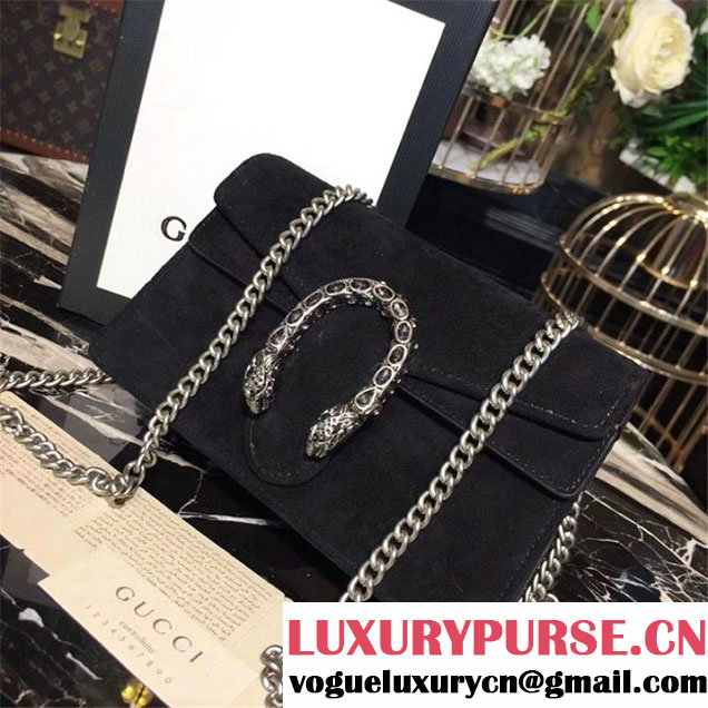 Gucci Dionysus Super Mini Velvet Bag with Crystals 17cm 476432 Calfskin Leather Fall Winter 2017 Collection Black