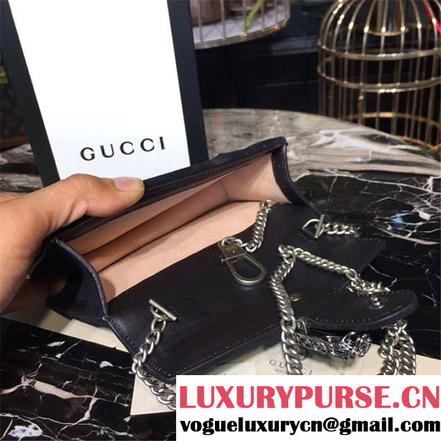 Gucci Dionysus Super Mini Velvet Bag with Crystals 17cm 476432 Calfskin Leather Fall Winter 2017 Collection Black