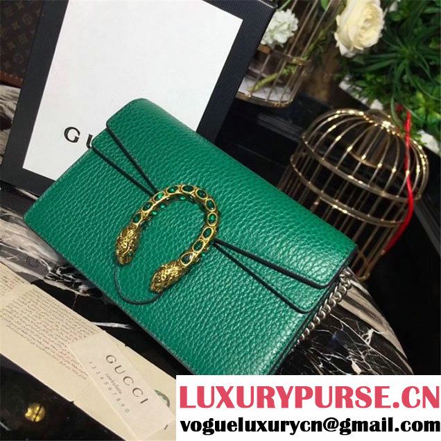 Gucci Dionysus Super Mini Bag with Crystals Calfskin Leather 17cm 476432 Fall Winter 2017 Collection Green