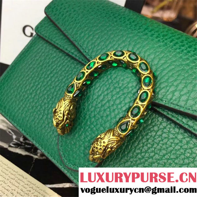 Gucci Dionysus Super Mini Bag with Crystals Calfskin Leather 17cm 476432 Fall Winter 2017 Collection Green
