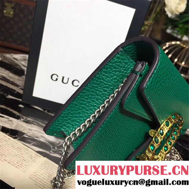 Gucci Dionysus Super Mini Bag with Crystals Calfskin Leather 17cm 476432 Fall Winter 2017 Collection Green