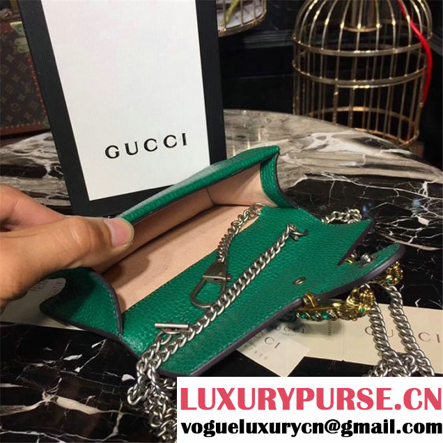 Gucci Dionysus Super Mini Bag with Crystals Calfskin Leather 17cm 476432 Fall Winter 2017 Collection Green