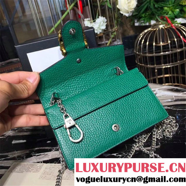 Gucci Dionysus Super Mini Bag with Crystals Calfskin Leather 17cm 476432 Fall Winter 2017 Collection Green