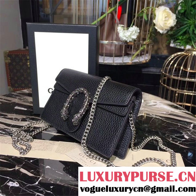 Gucci Dionysus Super Mini Bag with Crystals Calfskin Leather 17cm 476432 Fall Winter 2017 Collection Black