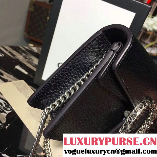 Gucci Dionysus Super Mini Bag with Crystals Calfskin Leather 17cm 476432 Fall Winter 2017 Collection Black