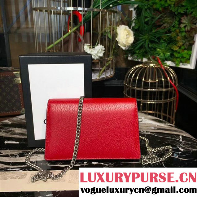 Gucci Dionysus Super Mini Bag with Crystals Calfskin Leather 17cm 476432 Fall Winter 2017 Collection Red