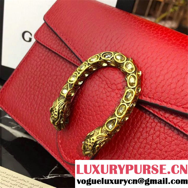 Gucci Dionysus Super Mini Bag with Crystals Calfskin Leather 17cm 476432 Fall Winter 2017 Collection Red